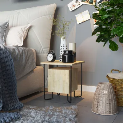 Acres Modern Bedside Table Oak 40cm Wide