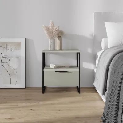 Pal Modern Bedside Table With Drawer Ash Green 45cm Wide