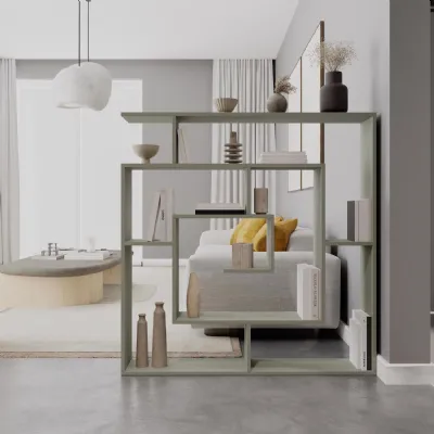 Labirent Modern Bookcase Display Unit Ash Green 129cm High