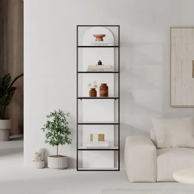 Archy Modern Bookcase 5 Tier Wall Mounted Shelf White 180 cm