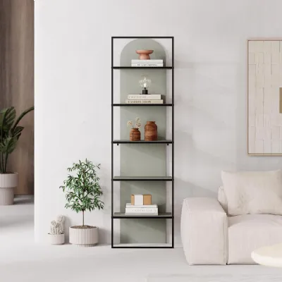 Archy Modern Bookcase 5 Tier Wall Mounted Shelf Ash Green 180 cm