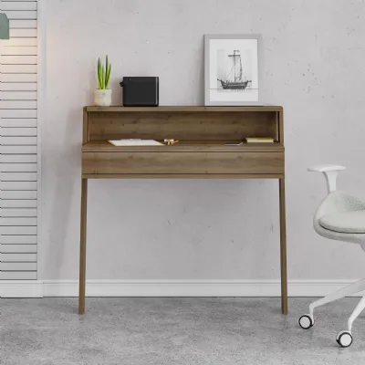 Cowork Modern Desk Dark Oak Wall Mounted With Drawer 94cm Wide