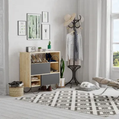 Norfolk Shoe Cabinet Oak Anthracite Grey