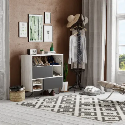 Norfolk Shoe Cabinet Ancient White Anthracite Grey