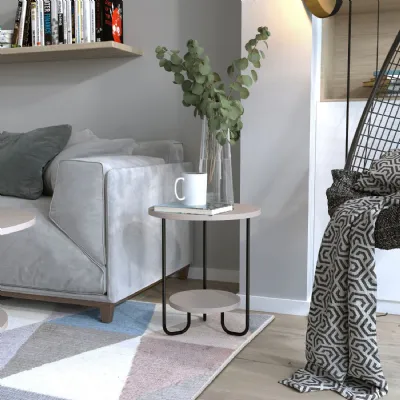 Corro Modern Side End Table Mocha Grey