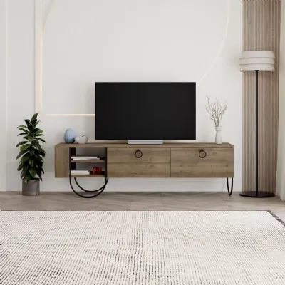 Norfolk Modern TV Unit Multimedia Centre Dark Oak with Storage