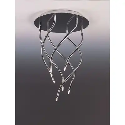Aire Ceiling Round 6 Light G4 Vertical Arms, Polished Chrome, NOT LED CFL Compatible