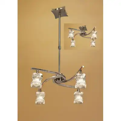 Rosa Del Desierto Telescopic Pendant Convertible To Semi Flush 4 Light G9, Antique Brass