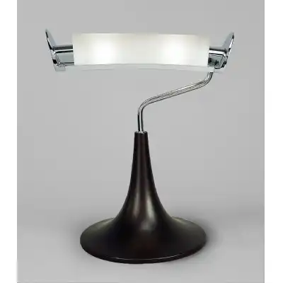 Zira Table Lamp 2 Light G9, Polished Chrome Frosted White Glass Wenge