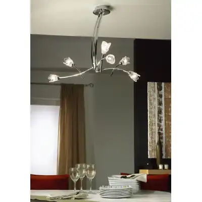 Pietra Pendant 3 Arm 6 Light G9, Polished Chrome
