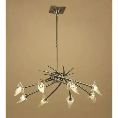 Flavia Telescopic Pendant Round 8 Light G9, Antique Brass