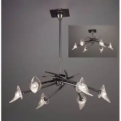 Flavia Telescopic Pendant Convertible To Semi Flush Round 6 Light G9, Black Chrome