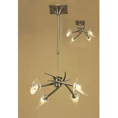 Flavia Telescopic Pendant Convertible To Semi Flush Round 4 Light G9, Antique Brass