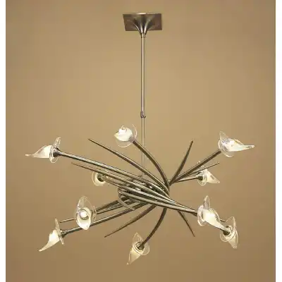 Flavia Pendant Up Down Round 10 Light G9, Antiques Brass
