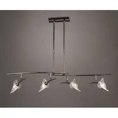Flavia Telescopic Linear Pendant 4 Light G9 With Adjustable Heads, Black Chrome