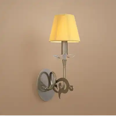 Acanto Wall Lamp Switched 1 Light E14, Antique Brass With Amber Cream Shade