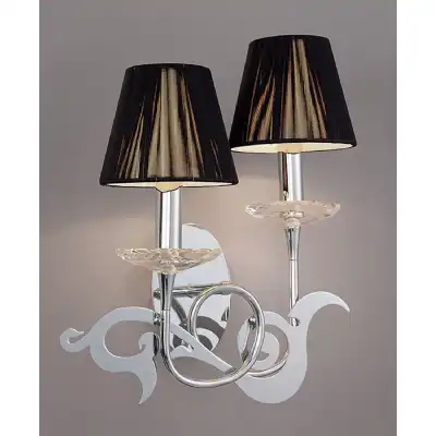 Acanto Wall Lamp 2 Light E14, Polished Chrome With Black Shades