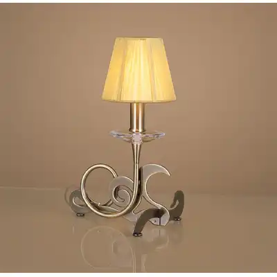 Acanto Table Lamp 1 Light E14, Antique Brass With Amber Cream Shade