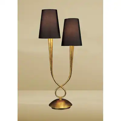 Paola Table Lamp 2 Light E14, Gold Painted With Black Shades