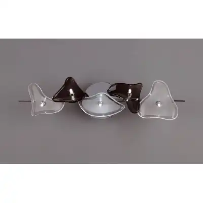 Otto Ceiling Wall 5 Light G4 Bar, Polished Chrome Frosted Glass Black Glass, NOT LED CFL Compatible
