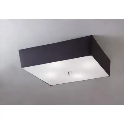 Akira Square Flush Ceiling 4 Light E27, Polished Chrome Frosted Glass With Black Shade