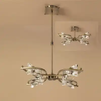 Kromo Telescopic Convertible To Semi Flush 4 Light G9, Antique Brass
