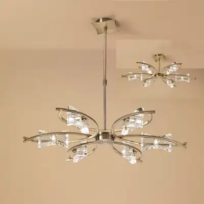 Kromo Telescopic Convertible To Semi Flush 6 Light G9, Antique Brass