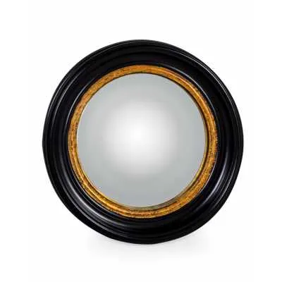Black and Gold Frame Round Convex Dome Shaped Fisheye Wall Mirror 54cm Diameter