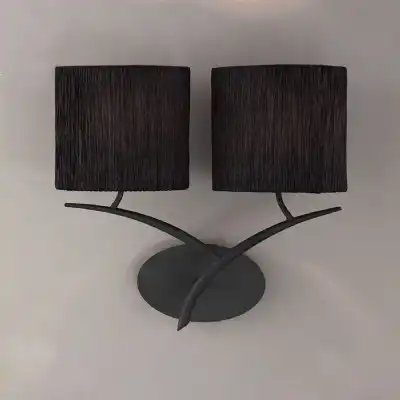 Eve Wall Lamp 2 Light E27, Anthracite With Black Oval Shades