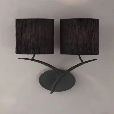 Eve Wall Lamp Switched 2 Light E27, Anthracite With Black Oval Shades
