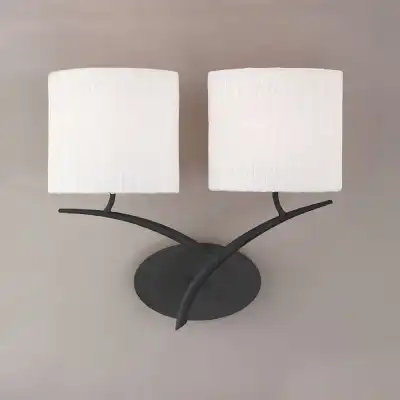 Eve Wall Lamp Switched 2 Light E27, Anthracite With White Oval Shades