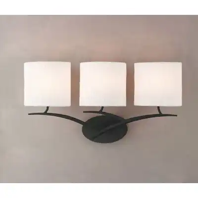 Eve Wall Lamp Switched 3 Light E27, Anthracite With White Oval Shades