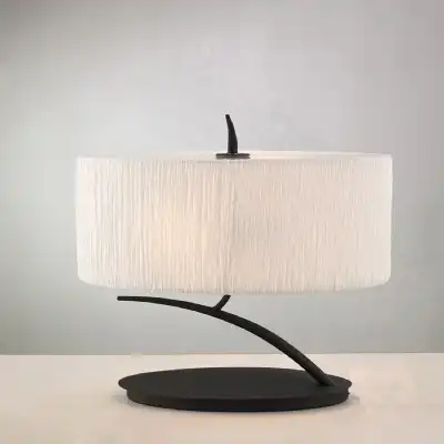 Eve Table Lamp 2 Light E27 Small, Anthracite With White Oval Shade