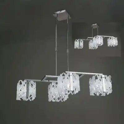 Tokio Rectangular Telescopic Convertible To Semi Flush 4 Light G9 Line, Gloss White Polished Chrome