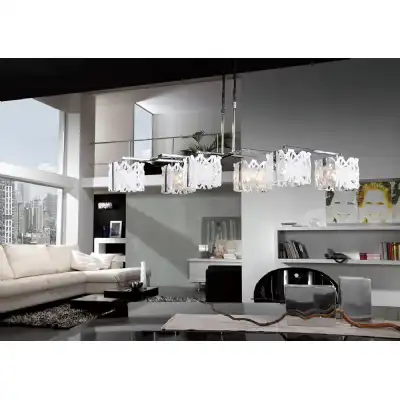 Tokio Rectangular Telescopic 6 Light G9 Line, Gloss White Polished Chrome