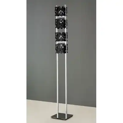 Tokio Floor Lamp 4 Light G9, Gloss Black Polished Chrome