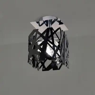 Tokio Square Ceiling 1 Light G9, Gloss Black Polished Chrome