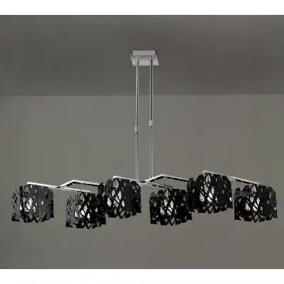 Tokio Rectangular Telescopic 6 Light G9 Line, Gloss Black Polished Chrome
