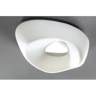 Huevo Ceiling 5 Light E27 Outdoor IP44, Polished Chrome Opal White