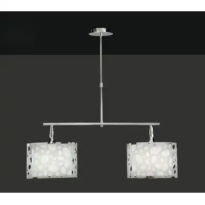 Lupin Linear Pendant 2 Light E27 Line Large, Gloss White, White Acrylic, Polished Chrome, CFL Lamps INCLUDED
