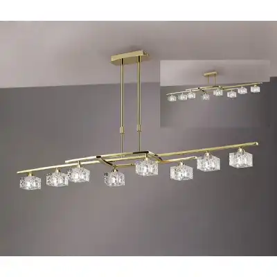 Zen Rectangular Telescopic Convertible To Semi Flush 8 Light G9, Polished Brass