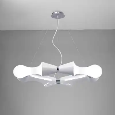 Ora Pendant 8 Flat Round Light E27, Gloss White White Acrylic Polished Chrome, CFL Lamps INCLUDED
