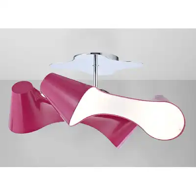 Ora Rectangular Ceiling 2 Arm 4 Light E27, Gloss Purple White Acrylic Polished Chrome, CFL Lamps INCLUDED