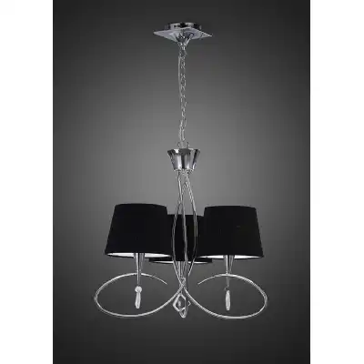 Mara Pendant 3 Light E14, Polished Chrome With Black Shades