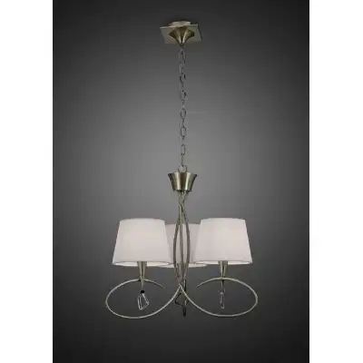 Mara Pendant 3 Light E14, Antique Brass With Ivory White Shades