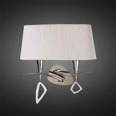 Mara Wall Lamp Switched 2 Light E14, Polished Chrome With Ivory White Shade