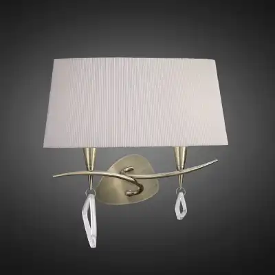 Mara Wall Lamp 2 Light E14, Antique Brass With Ivory White Shade