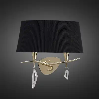 Mara Wall Lamp Switched 2 Light E14, French Gold With Black Shade