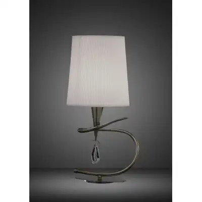 Mara Table Lamp 1 Light E14 Small, Antique Brass With Ivory White Shade