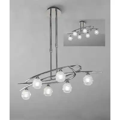 Loop Rectangular Telescopic Convertible To Semi Flush 6 Light G9 ECO, Polished Chrome